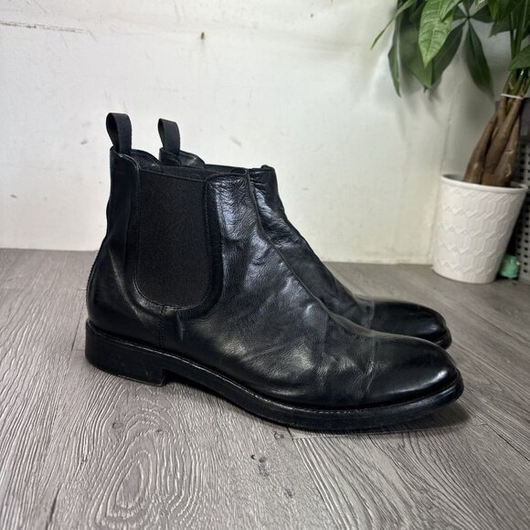 Frye Chelsea Boots Men 10.5 Black Leather  Ankle Pull On Shoes Made In Italy main image 6